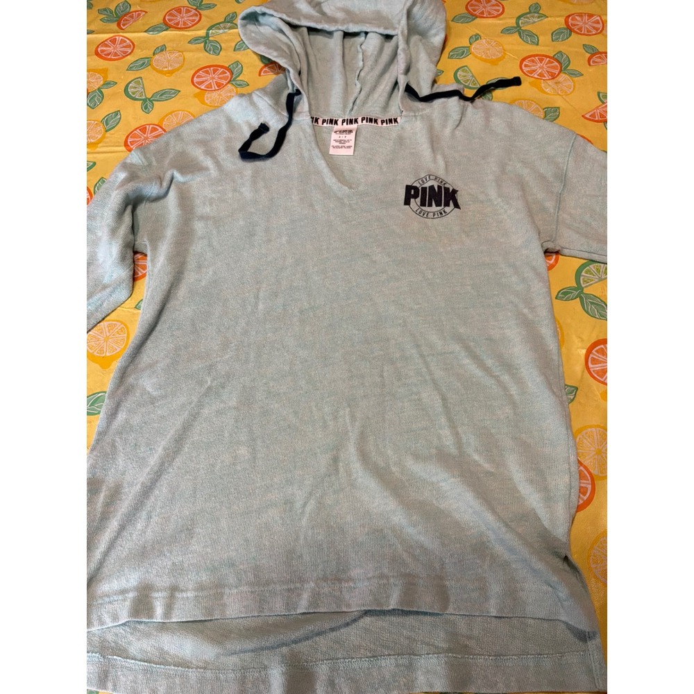 PINK Victoria's Secret Knit Hoodie Womens Small Mint Green